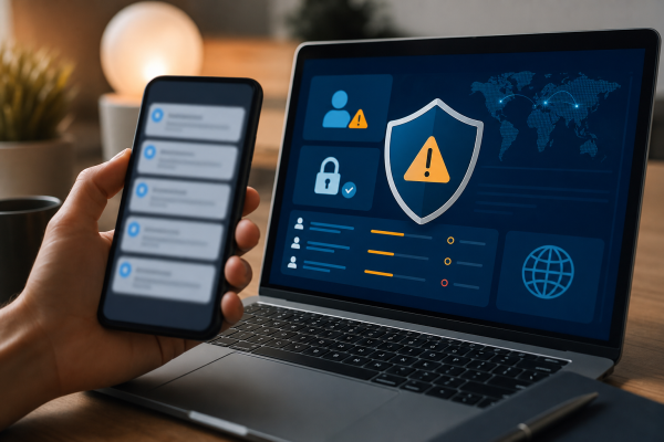 Unexpected verification code alerts on phone and laptop with account security warning