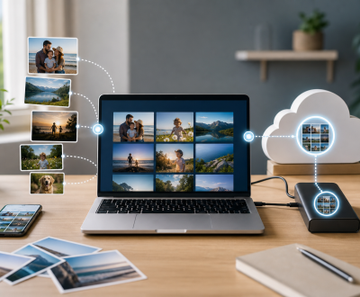 What Is the 3-2-1 Backup Rule and Why Your Photos and Files Need It Personal photo backup workflow with laptop, external drive, and cloud storage