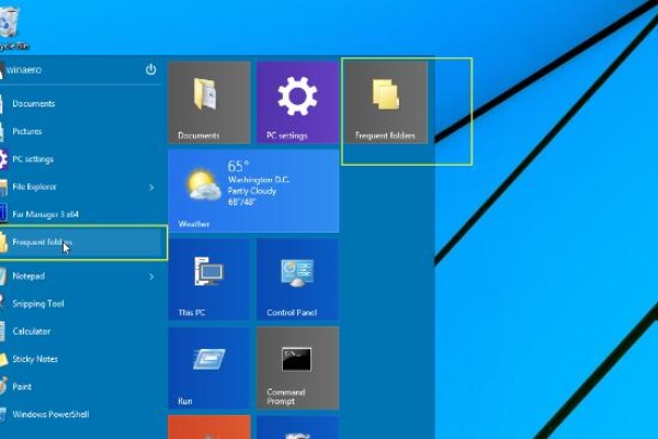 windows 10 start menu folder