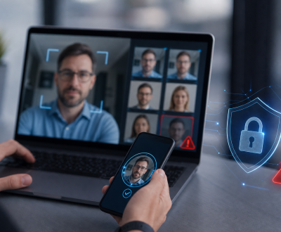 Deepfake Video Scams Are Getting Better: Why Video Calls Are Not Enough Proof Deepfake video call security concept with verification and warning indicators
