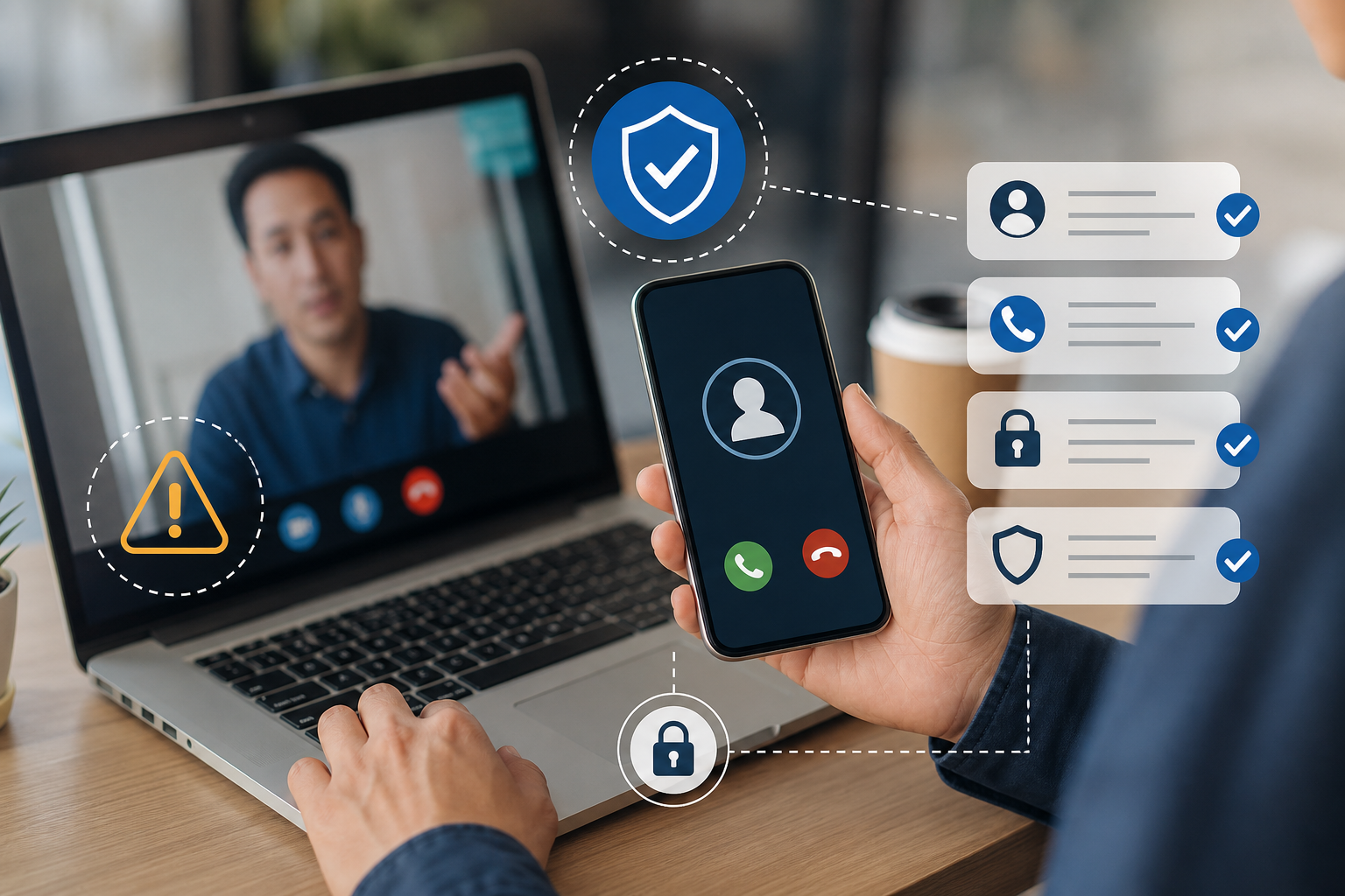 Safe verification process for suspicious video call requests using a separate channel