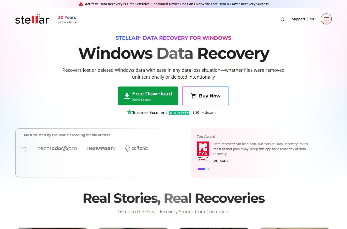 Stellar Data Recovery official software page