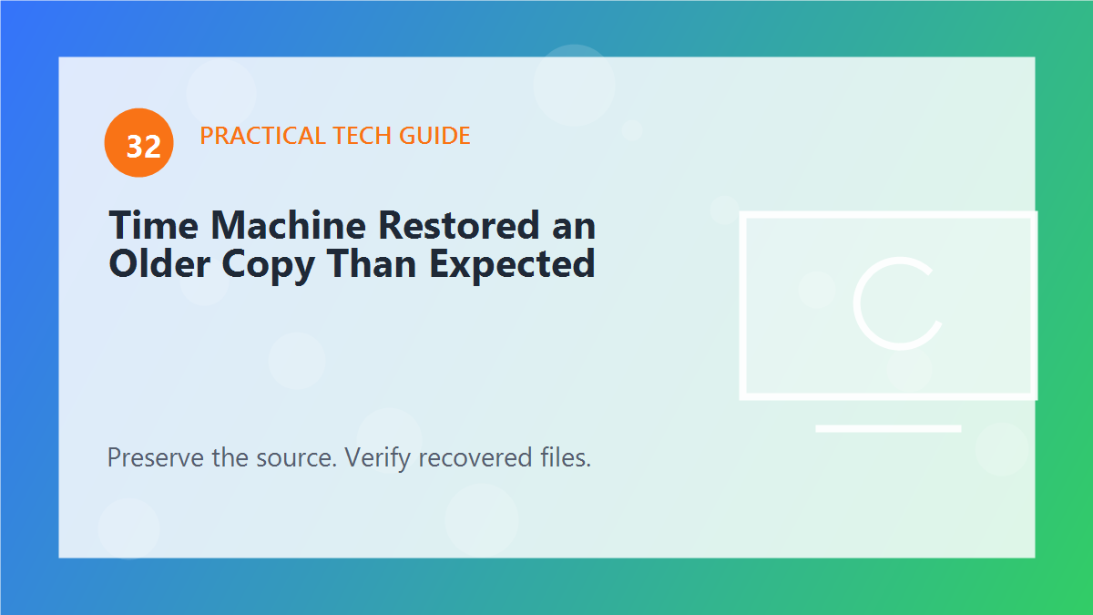 Time Machine Restored an Older Copy Than Expected