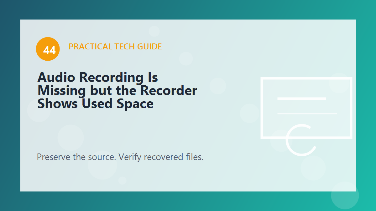 Audio Recording Is Missing but the Recorder Shows Used Space